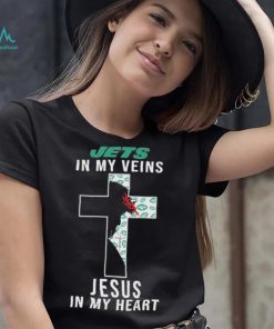 New York Jets in My Veins Jesus in My Heart 2024 Shirt