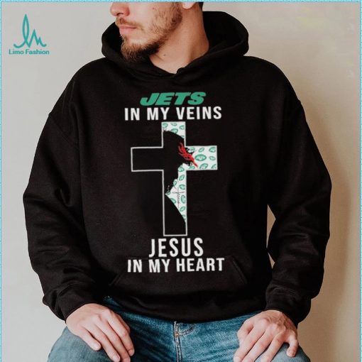 New York Jets in My Veins Jesus in My Heart 2024 Shirt