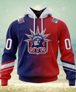 New York Rangers Hoodie Special Retro Gradient Design Hoodie