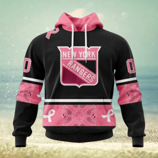 New York Rangers Hoodie Specialized Design In Classic Style With Paisley! WE WEAR PINK BREAST CANCER Hoodie