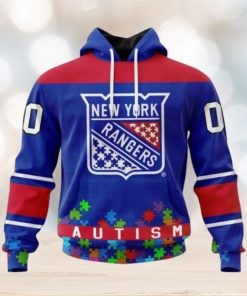 New York Rangers Hoodie Specialized Unisex Kits Hockey Fights Against Autism Hoodie