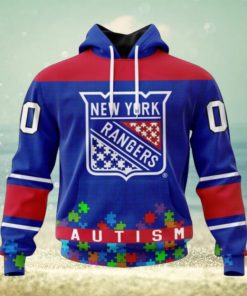 New York Rangers Hoodie Specialized Unisex Kits Hockey Fights Against Autism Hoodie