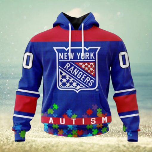 New York Rangers Hoodie Specialized Unisex Kits Hockey Fights Against Autism Hoodie