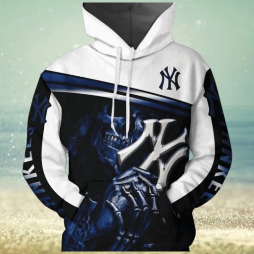 New York Yankees Nfl Football Mlb Skull 3d Hoodie