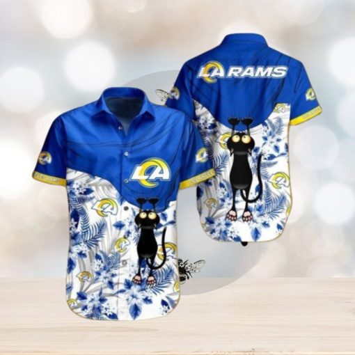 Nfl Los Angeles Rams Black Cat Graphic Trendy Hawaiian Shirt Aloha Shirt