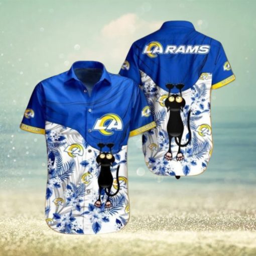 Nfl Los Angeles Rams Black Cat Graphic Trendy Hawaiian Shirt Aloha Shirt