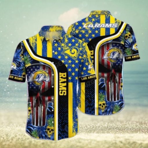 Nfl Los Angeles Rams Graphic Tropical Punisher Skull Trendy Hawaiian Shirt Aloha Shirt