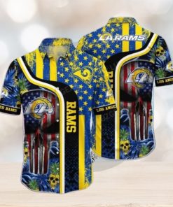 Nfl Los Angeles Rams Graphic Tropical Punisher Skull Trendy Hawaiian Shirt Aloha Shirt