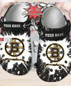 Nhl Boston Bruins Black White Custom Name Crocs Clog