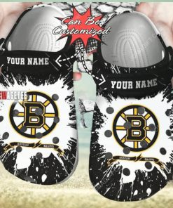 Nhl Boston Bruins Black White Custom Name Crocs Clog