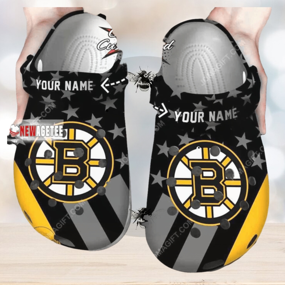 Nhl Boston Bruins Star Flag Custom Name Crocs Clog Nhl Boston Bruins Star Flag Custom Name Crocs Clog
