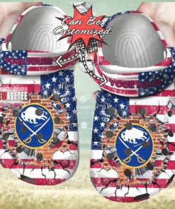 Nhl Buffalo Sabres American Flag Custom Name Crocs Clog