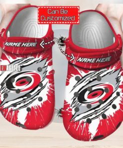 Nhl Carolina Hurricanes Custom Name Red White Crocs Clog
