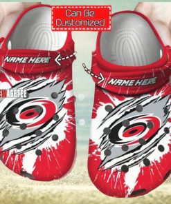 Nhl Carolina Hurricanes Custom Name Red White Crocs Clog