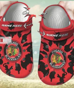 Nhl Chicago Blackhawks Custom Name Color Splash Crocs Clog, hoodie, sweater, long sleeve and tank top Nhl Chicago Blackhawks Custom Name Color Splash Crocs Clog