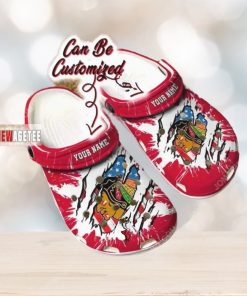 Nhl Chicago Blackhawks Custom Name Red White Crocs Clog