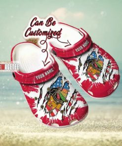 Nhl Chicago Blackhawks Custom Name Red White Crocs Clog