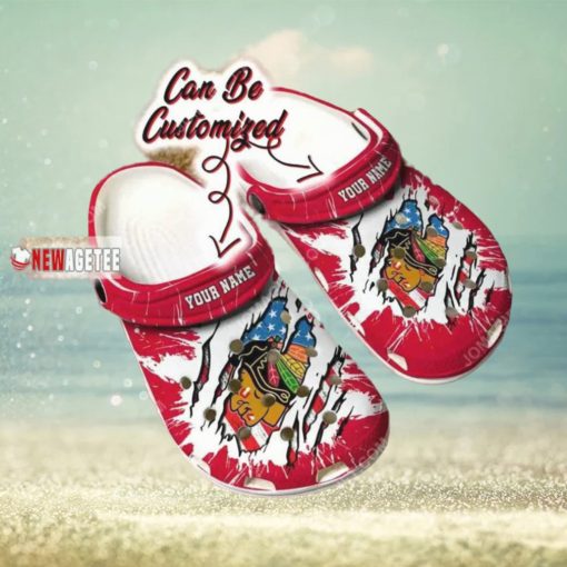 Nhl Chicago Blackhawks Custom Name Red White Crocs Clog