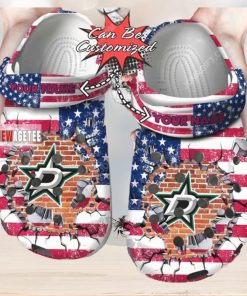 Nhl Dallas Stars American Flag Custom Name Crocs Clog