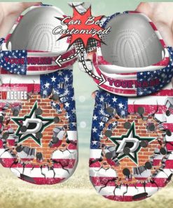 Nhl Dallas Stars American Flag Custom Name Crocs Clog
