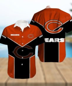 Nice Orange Dark Blue Chicago Bears Hawaiian Shirt Apparel