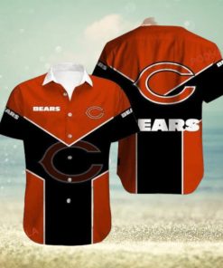 Nice Orange Dark Blue Chicago Bears Hawaiian Shirt Apparel