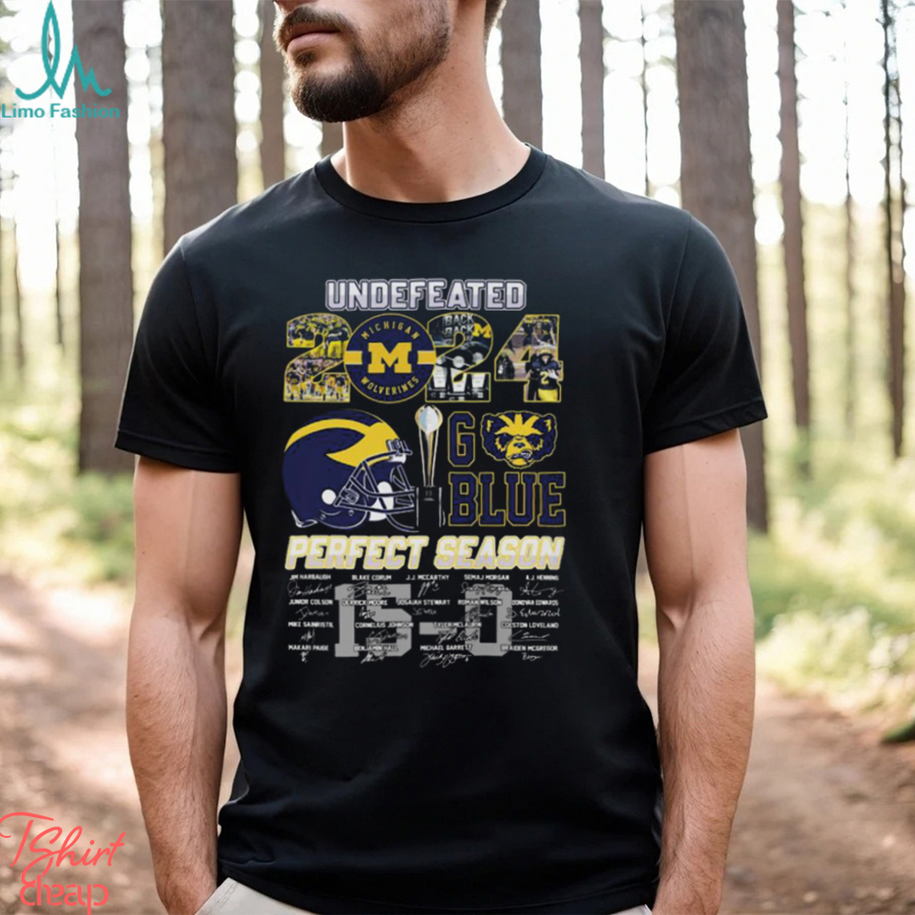 Nice michigan Wolverines undefeated 2024 go blue perfect season signatures shirt Nice michigan Wolverines undefeated 2024 go blue perfect season signatures shirt