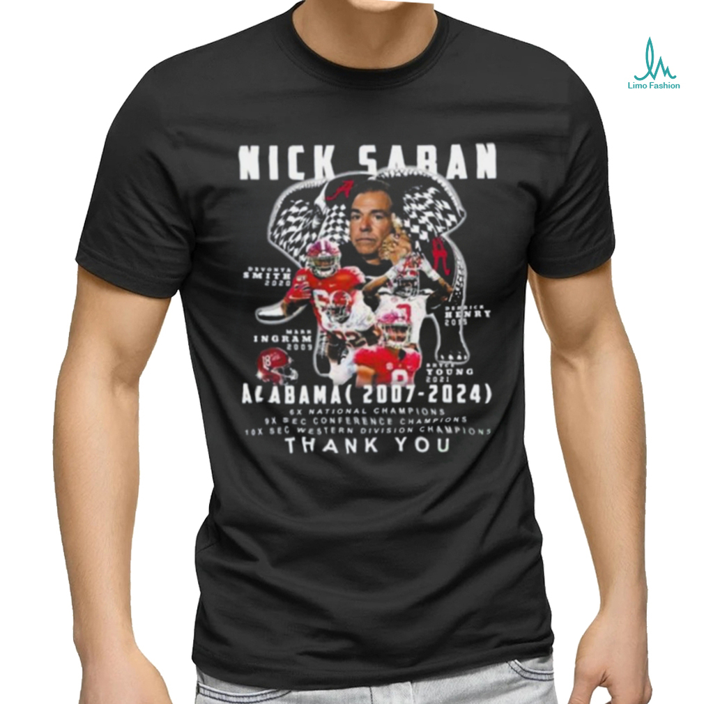 Nick Saban Alabama Crimson Tide 2007 2024 Thank You Shirt Nick Saban Alabama Crimson Tide 2007 2024 Thank You Shirt