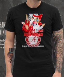 Nick Saban coach Alabama Crimson Tide 2007 2024 thanks you for the memories signature shirt, hoodie, sweater, long sleeve and tank top Nick Saban coach Alabama Crimson Tide 2007 2024 thanks you for the memories signature shirt