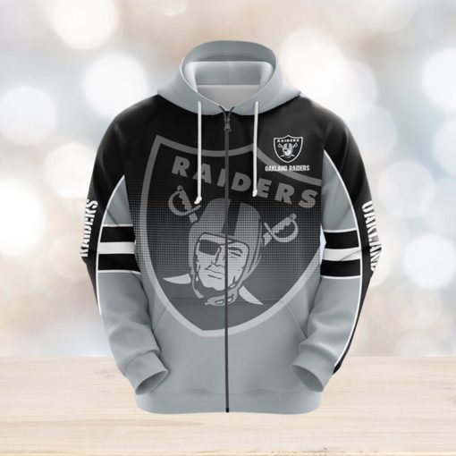 Oakland Raiders NFL Grey 3D Hoodie Zip Hoodie For Men And Women Sport Gift