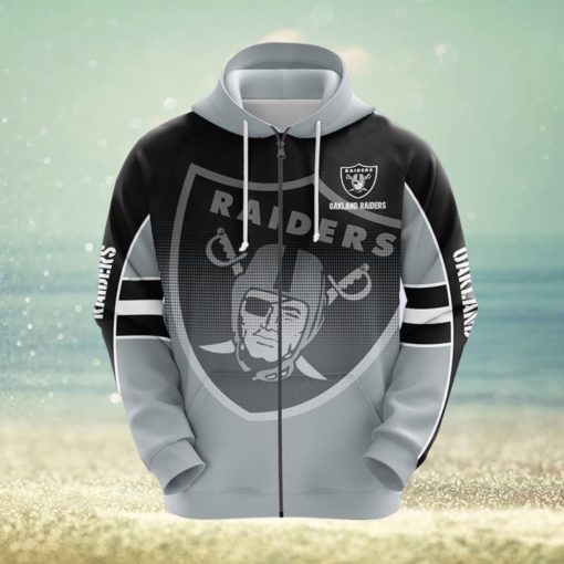 Oakland Raiders NFL Grey 3D Hoodie Zip Hoodie For Men And Women Sport Gift