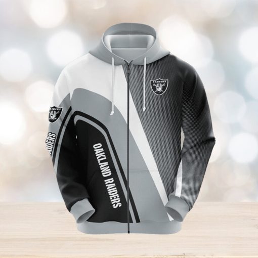 Oakland Raiders NFL Grey Unisex 3D Hoodie Zip Hoodie For Men And Women Sport Gift