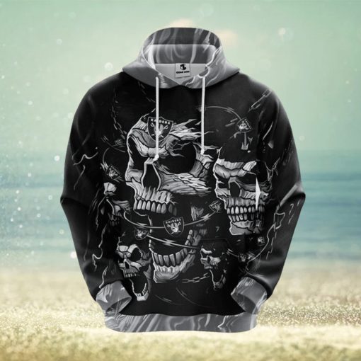 Oakland Raiders NFL Skull Funny Grey 3D Hoodie Zip Hoodie For Men And Women Sport Gift