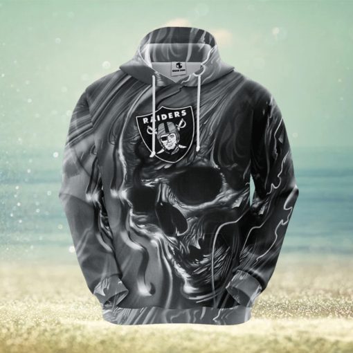 Oakland Raiders NFL Skull Grey 3D Hoodie Zip Hoodie For Men And Women Sport Gift