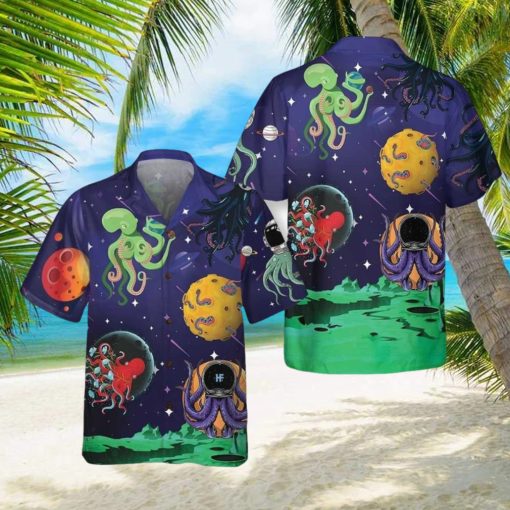 Octopus Astronaut Hawaiian Shirt Aloha Casual Shirt For Men And Women