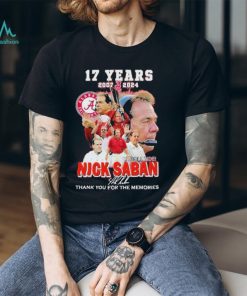 Official 17 Years Alabama Crimson Tide Roll Tide Nick Saban 2007 2024 Memories Signature T Shirt
