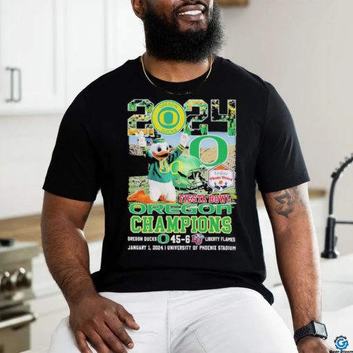Official 2024 Fiesta Bowl Champions Oregon Ducks Mascot Shirt