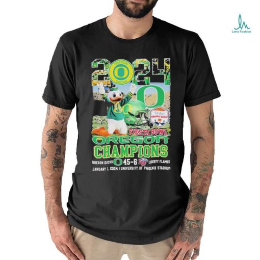 Official 2024 Fiesta Bowl Champions Oregon Ducks Mascot Shirt