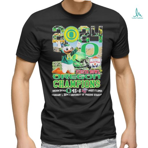 Official 2024 Fiesta Bowl Champions Oregon Ducks Mascot Shirt