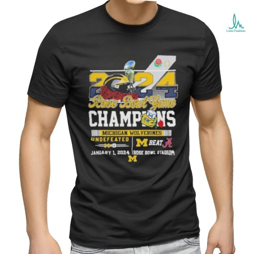 Official 2024 Rose Bowl Game Champions Michigan Wolverines Beat Alabama Undefeated 14 0 Shirt