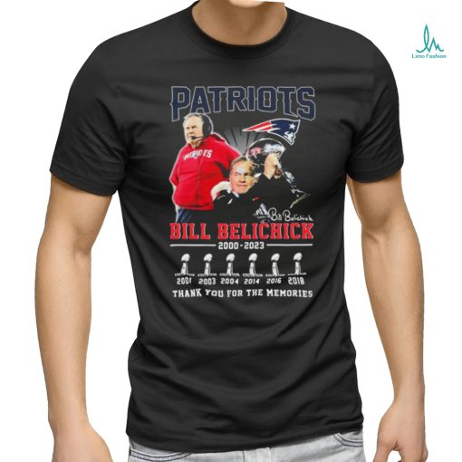 Official Bill Belichick Patriots 2000 2023 6 time Champion Thank You For The Memories Signature Shirt