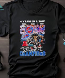 Official Buffalo Bills AFC east Division 4 years in a row 2021 2024 mascot logo shirt