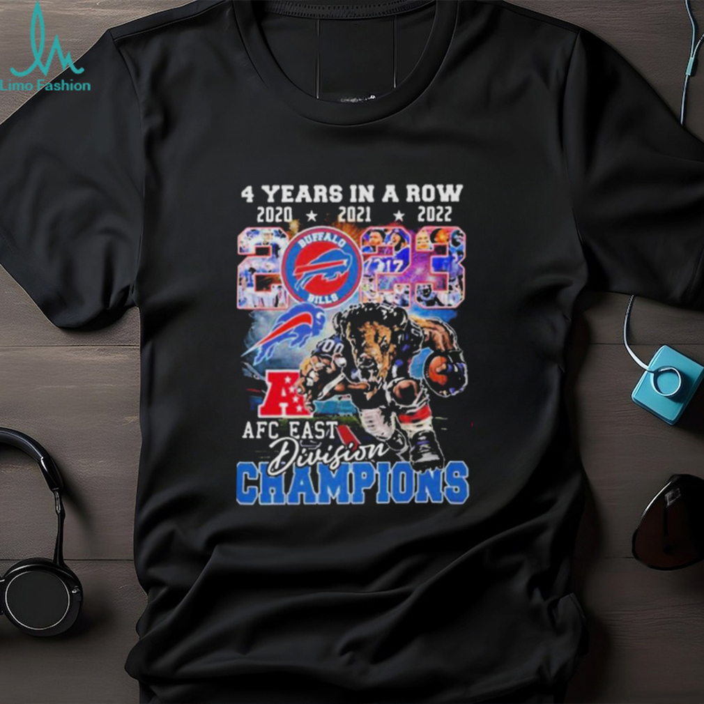 Official Buffalo Bills AFC east Division 4 years in a row 2021 2024 mascot logo shirt Official Buffalo Bills AFC east Division 4 years in a row 2021 2024 mascot logo shirt
