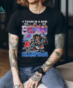 Official Buffalo Bills AFC east Division 4 years in a row 2021 2024 mascot logo shirt