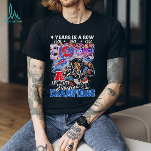 Official Buffalo Bills AFC east Division 4 years in a row 2021 2024 mascot logo shirt