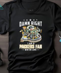 Official Damn Right I Am A Green Bay Packers Fan Win Or Lose 2023 2024 Super Season Signatures Shirt