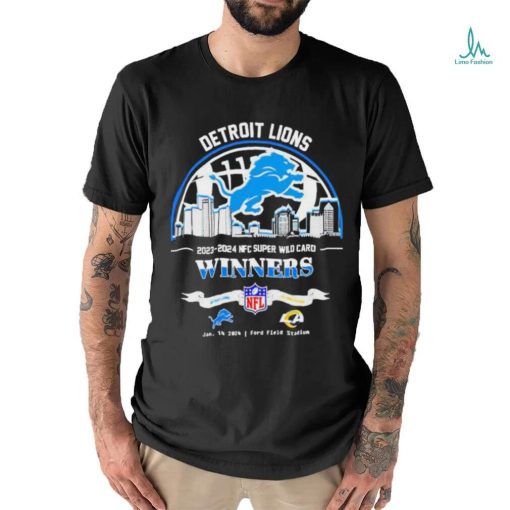 Official Detroit Lions 2023 2024 NFL Super Wild Card Winners Skyline NFL Playoffs Divisional Shirt