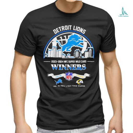 Official Detroit Lions 2023 2024 NFL Super Wild Card Winners Skyline NFL Playoffs Divisional Shirt