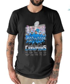 Official Detroit Lions Super Bowl LVIII 2024 Champions Signatures T Shirt