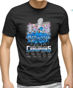 Official Detroit Lions Super Bowl LVIII 2024 Champions Signatures T Shirt